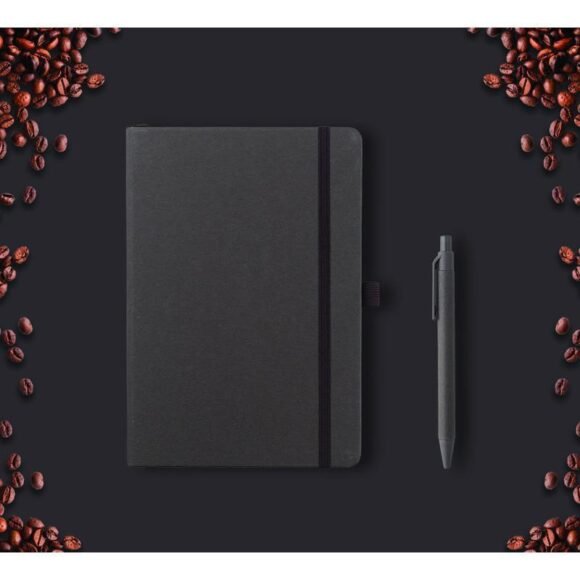 A5 Hard Cover Notebook & Pen Set - Coffee Paper