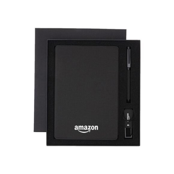 Sustainable Gift Set with Refillable Notebook, Pen & USB Keychain - Black - Image 7