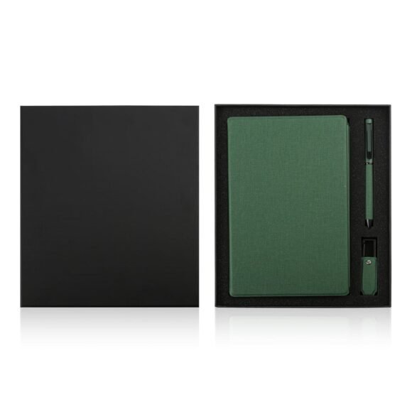 Sustainable Gift Set with Refillable Notebook, Pen & USB Keychain - Green - Image 5
