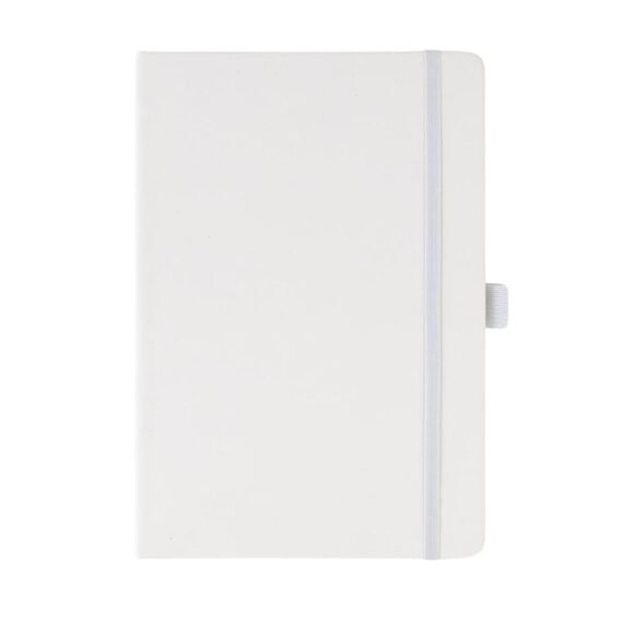 A5 PU Notebook with Pen Loop - White