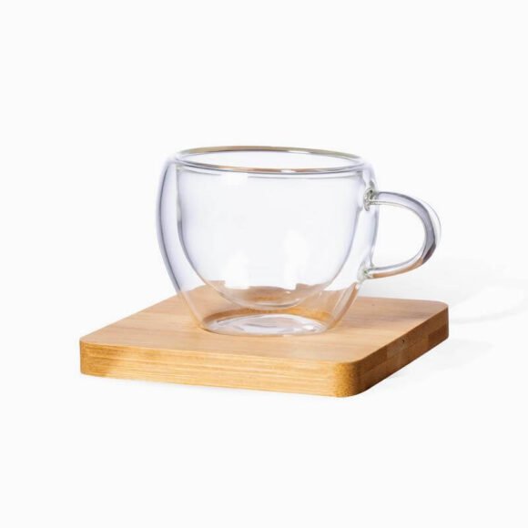 Set of 2 Expresso Cup with Bamboo Coaster - Image 4