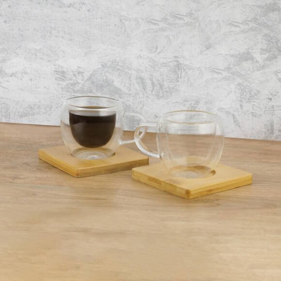 Set of 2 Expresso Cup with Bamboo Coaster - Image 7