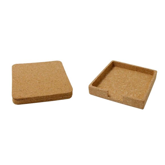 Eco-neutral set of 4 Cork Coasters with Cork Stand - Image 2
