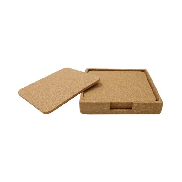 Eco-neutral set of 4 Cork Coasters with Cork Stand - Image 3
