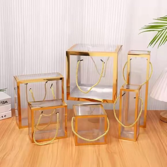 GOLDEN BORDER TRANSPARENT PVC GIFT BOX