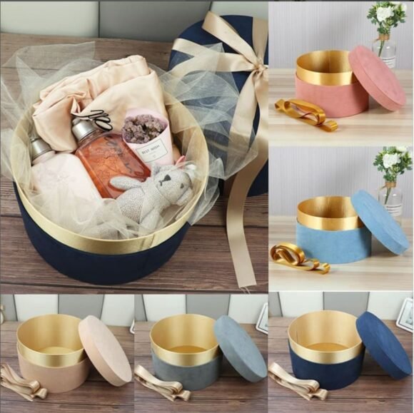 Set of 3 Round Velvet Gift Boxes – Luxury Flower & Gift Packaging