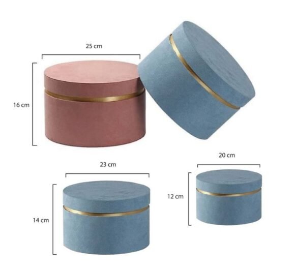 Set of 3 Round Velvet Gift Boxes – Luxury Flower & Gift Packaging - Image 5