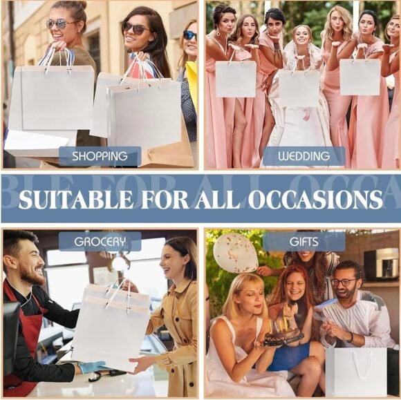 White Plain Paper Gift Bags - Image 4