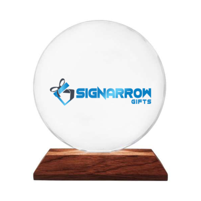 Glass Memento with Wooden Base – Premium Corporate Award