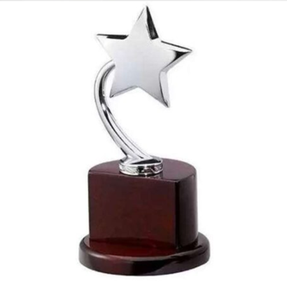 Wooden Star Trophy with Metal Plate