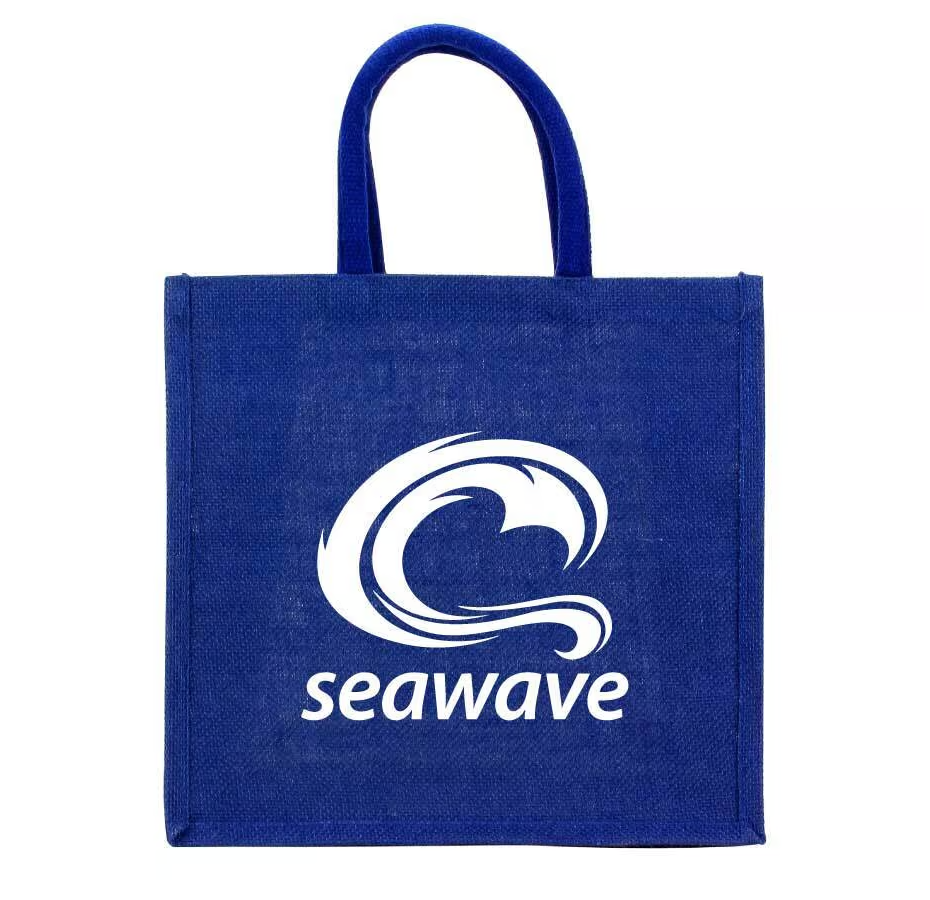 Reusable Square Jute Bag with Cotton Handles - Image 2