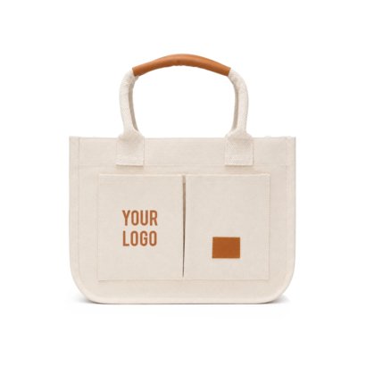 Canvo Laminated Canvas Tote Bag with Leather Handles
