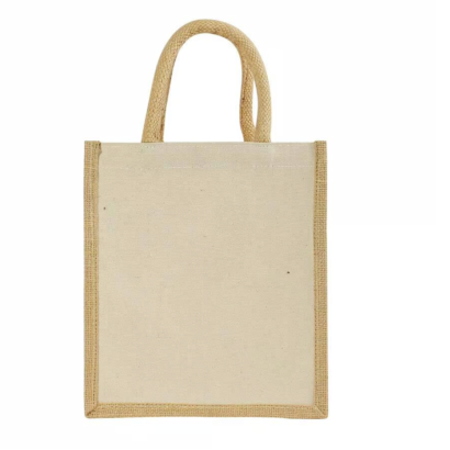 Laminated Cotton Bag with Natural Jute Gusset – 340 GSM (10 oz)