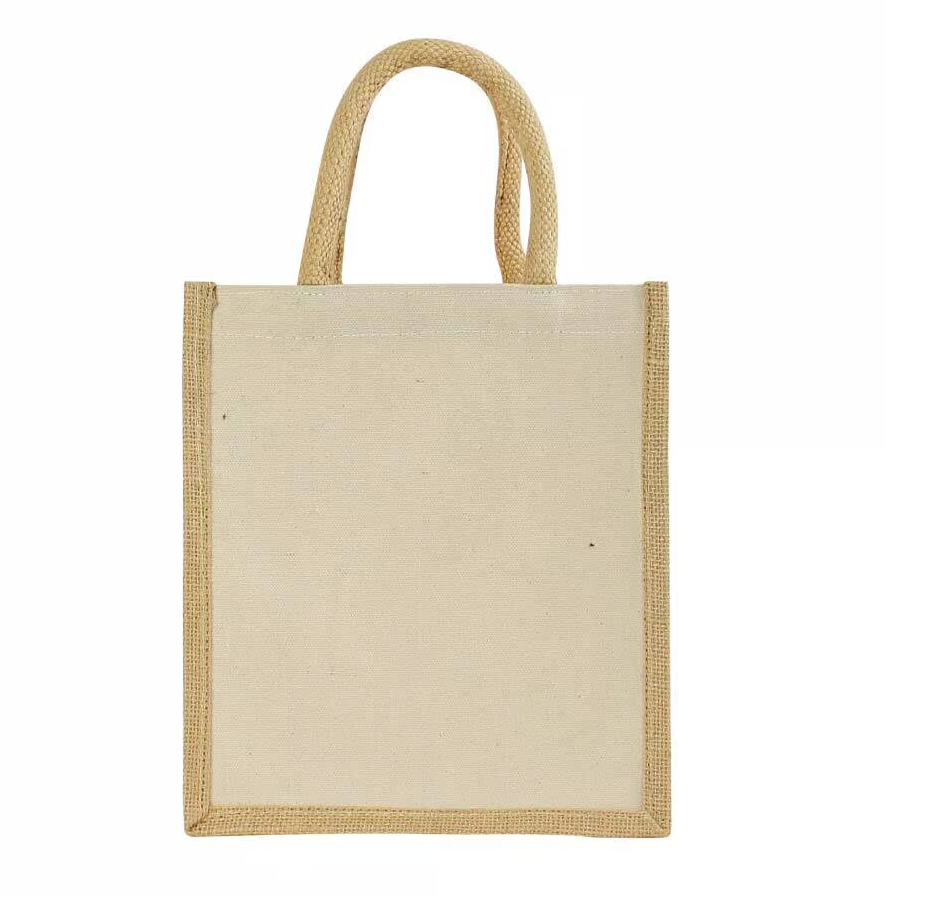 Laminated Cotton Bag with Natural Jute Gusset – 340 GSM (10 oz)