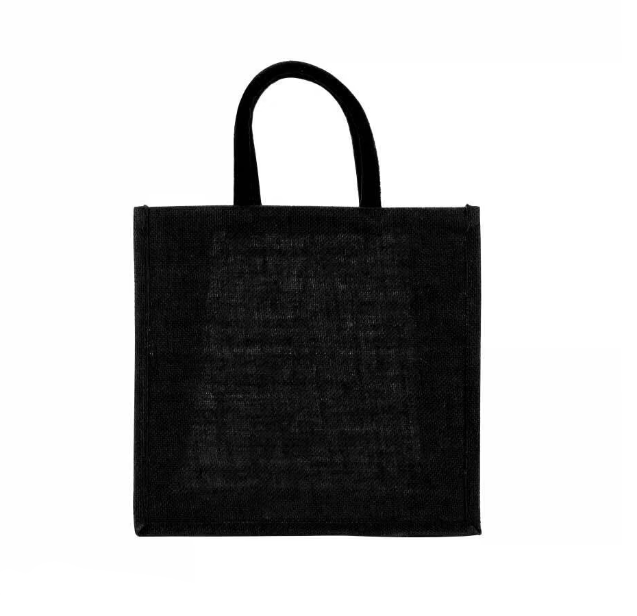Reusable Square Jute Bag with Cotton Handles - Image 3