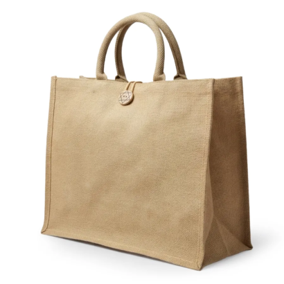 Reusable Jute Shopping Bag with Button Closure