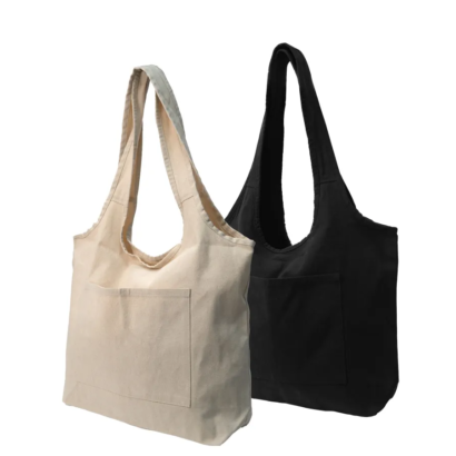 Cotton Hobo Bag with Front Pocket