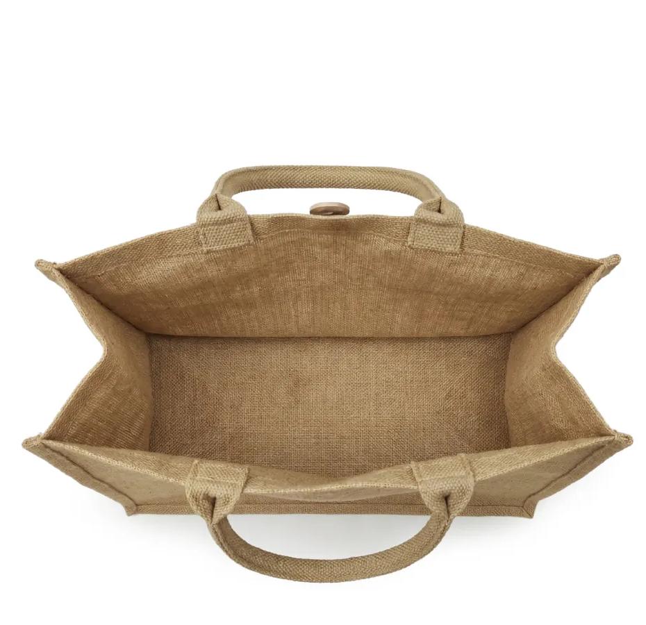 Reusable Jute Shopping Bag with Button Closure - Image 4
