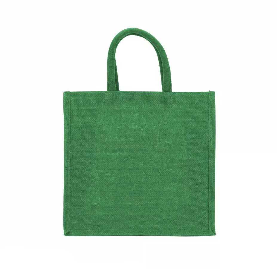 Reusable Square Jute Bag with Cotton Handles - Image 4