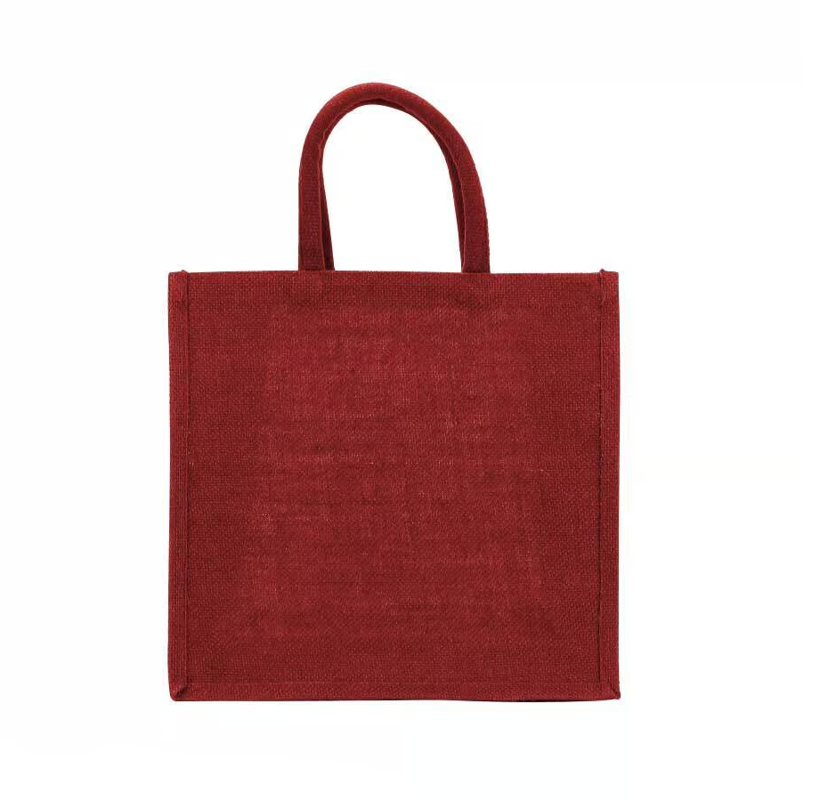Reusable Square Jute Bag with Cotton Handles - Image 5