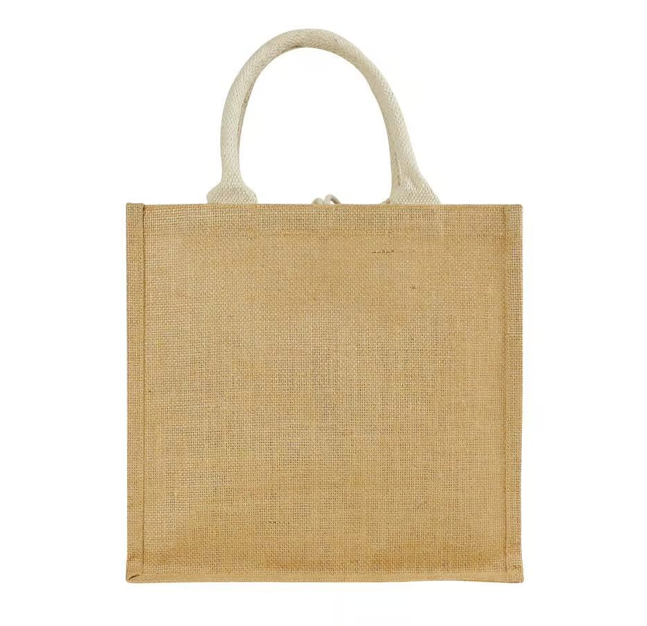 Eco-Friendly Jute Bag with Front Cotton Pocket & Button Closure - Image 3