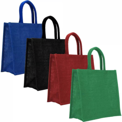 Reusable Square Jute Bag with Cotton Handles