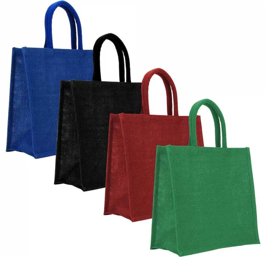 Reusable Square Jute Bag with Cotton Handles