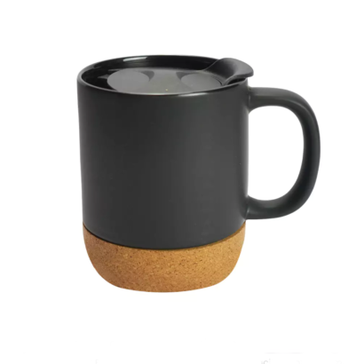 Ceramic Mug with Lid & Cork Base 385ml