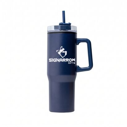 Blue Tumbler with Straw and Handle