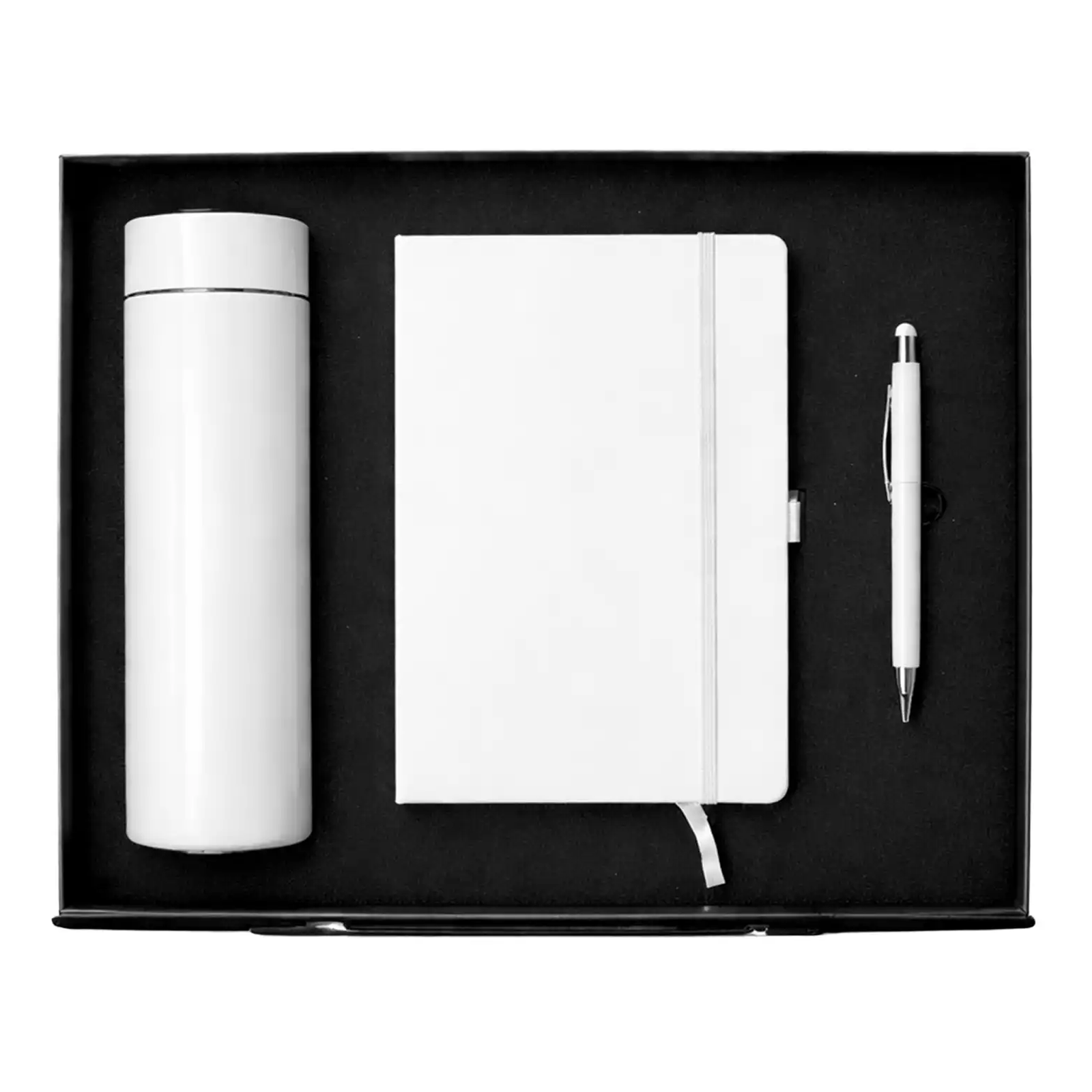 Notebook, Metal Pen & Stainless Bottle Corporate Gift Set White - Image 2