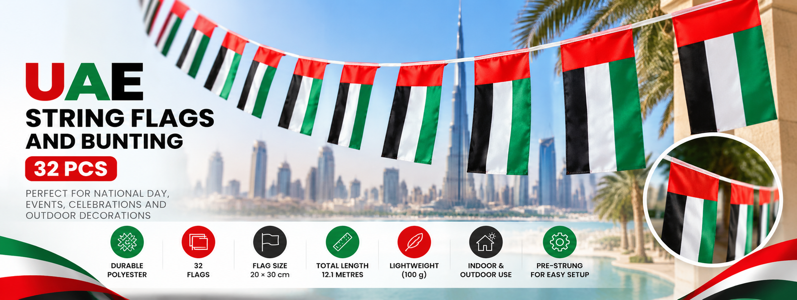 UAE String Flags Celebration Banner